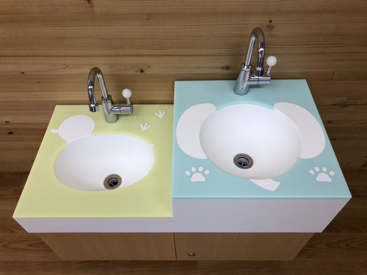 モリノテ(幼児用手洗い台)(アヒル、ゾウ)